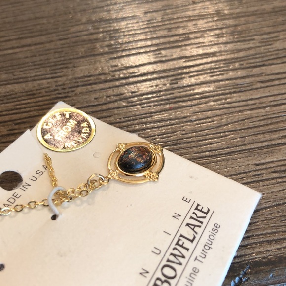 Rainbowflake Necklace Gold Flake & Turquoise Resin - Picture 5 of 9